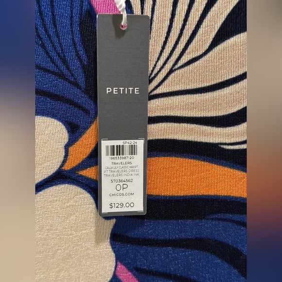 Chico’s NWT Travelers Calla Lily Maxi.India Ink Size 0P Stretchy Beautiful print - Picture 3 of 8